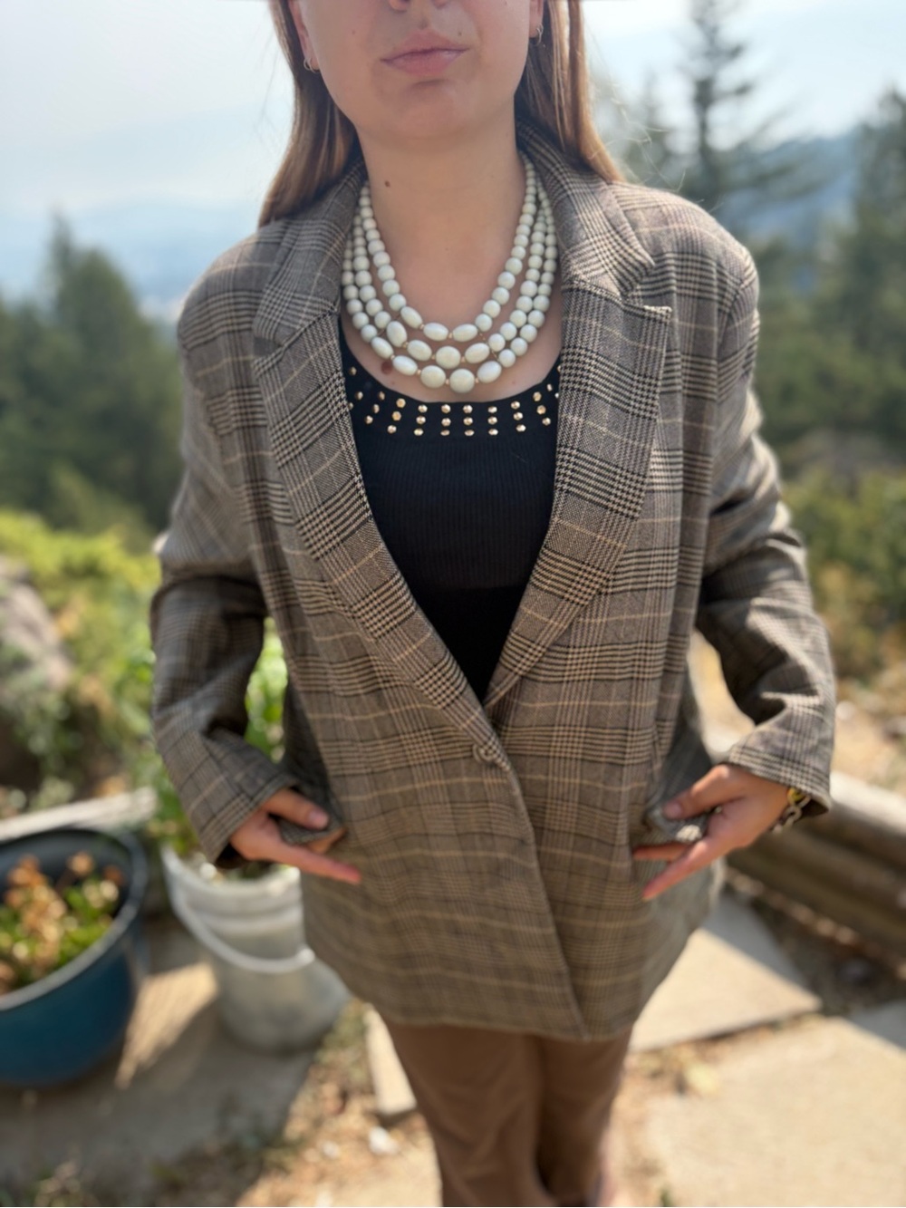 Ladies Plaid Jacket Blazer